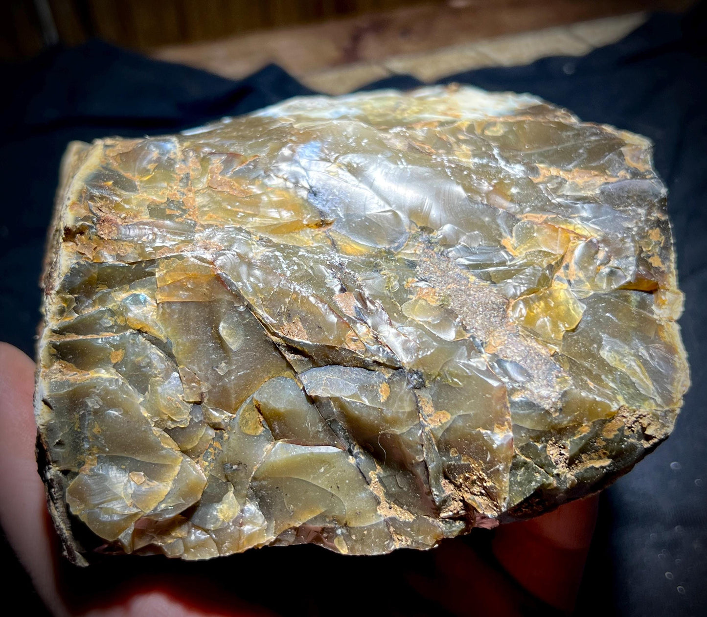 Jelly Opal with Brecciated Matrix – Rare Translucent Common Opal with Amber, Blue & Smoky Zones | California Origin