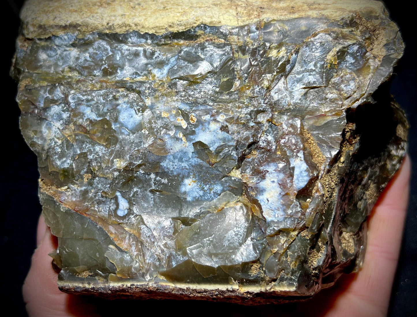 Jelly Opal with Brecciated Matrix – Rare Translucent Common Opal with Amber, Blue & Smoky Zones | California Origin